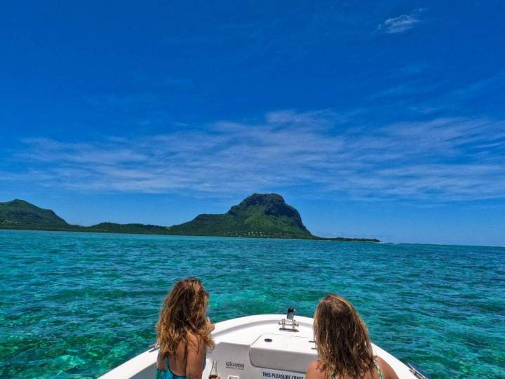 Sunset on a private boat Mauritius